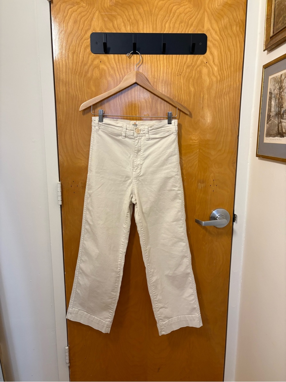 Marine Layer Cream Wide-Leg High-Rise Jeans